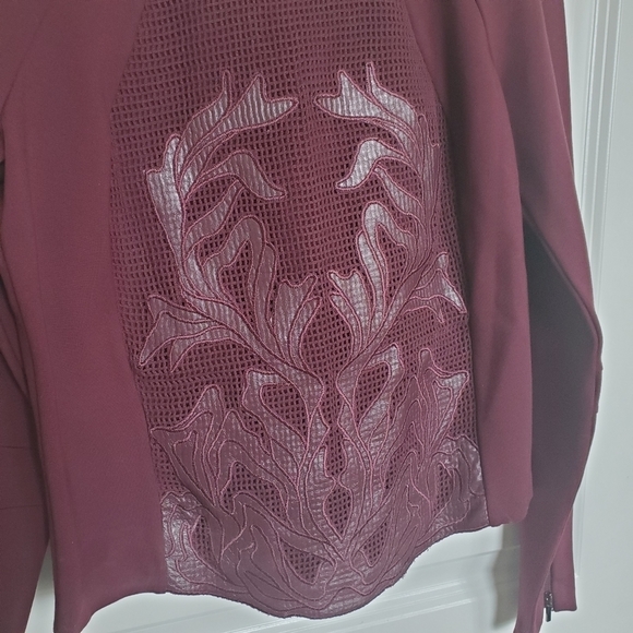 A. Moss Burgundy Leather Embellished Top - Picture 6 of 7